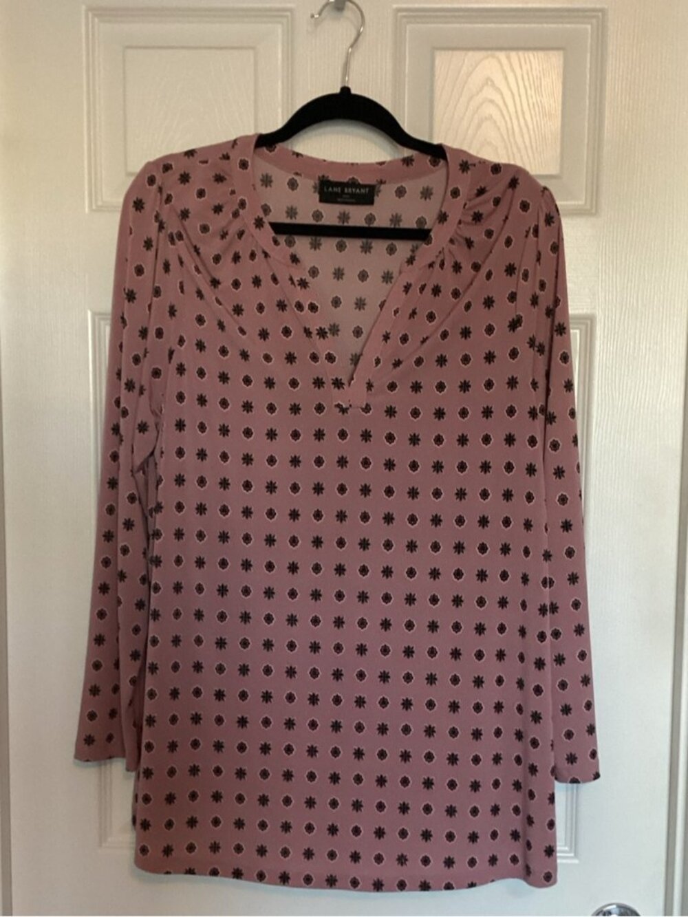 Lane Bryant Mauve Floral-Print V-Neck Tunic